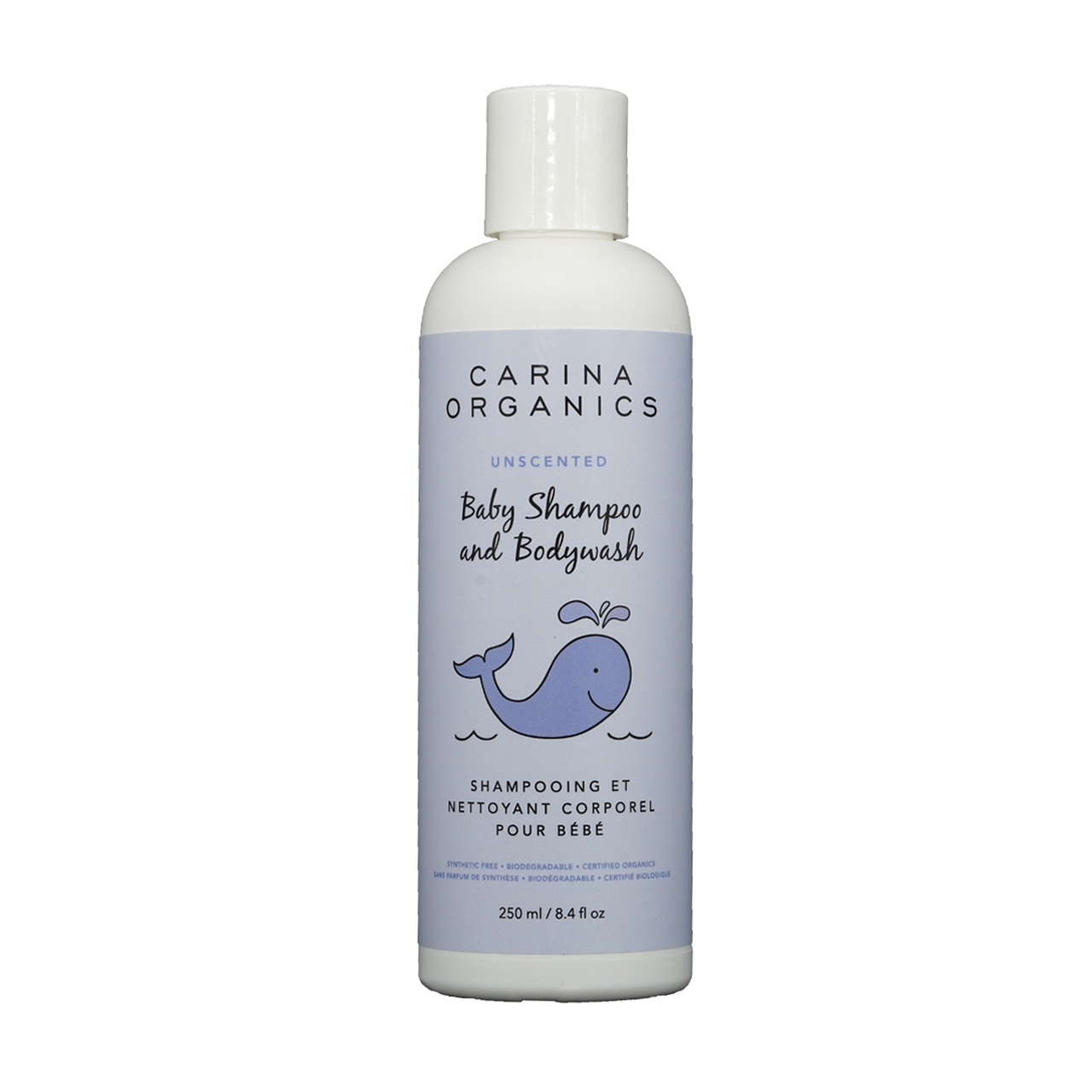 Shampoing et gel douche pour bébé Carina Organics (sans parfum)