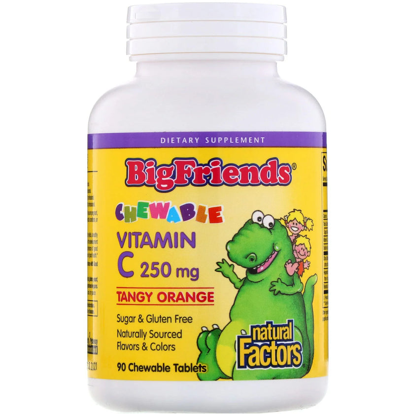 Natural Factors Chewable Vitamin C 250 mg, Tangy Orange, Big Friends