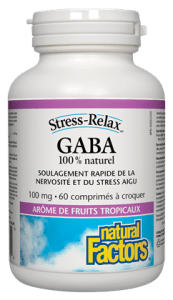 Natural Factors GABA 100 mg à croquer (saveur fruits tropicaux), Stress-Relax 