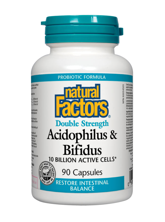 Natural Factors Acidophilus & Bifidus Double Strength 10 Billion Active Cells