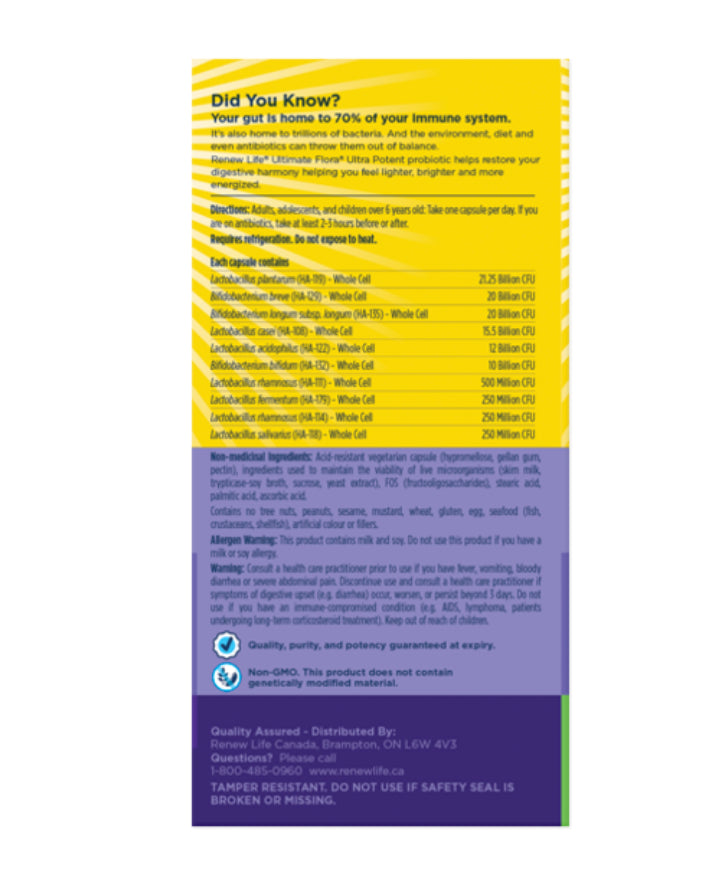 Renew Life Ultimate Flora Probiotic Ultra Potent 100 Billion