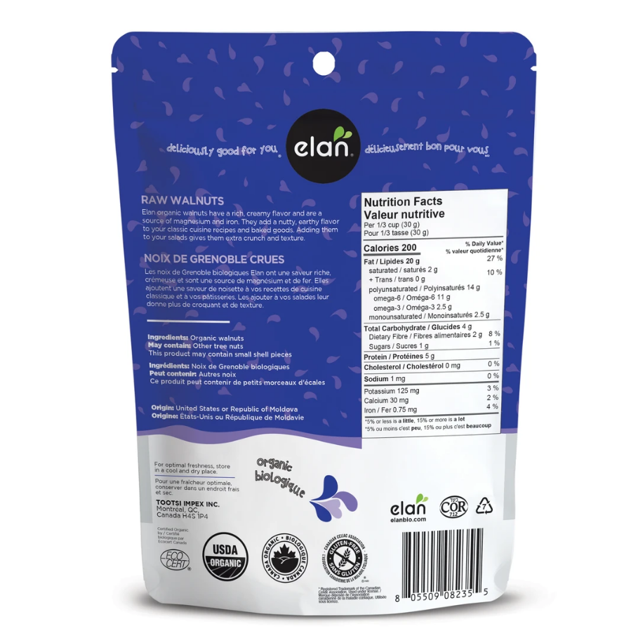 Elan Organic Raw Walnuts