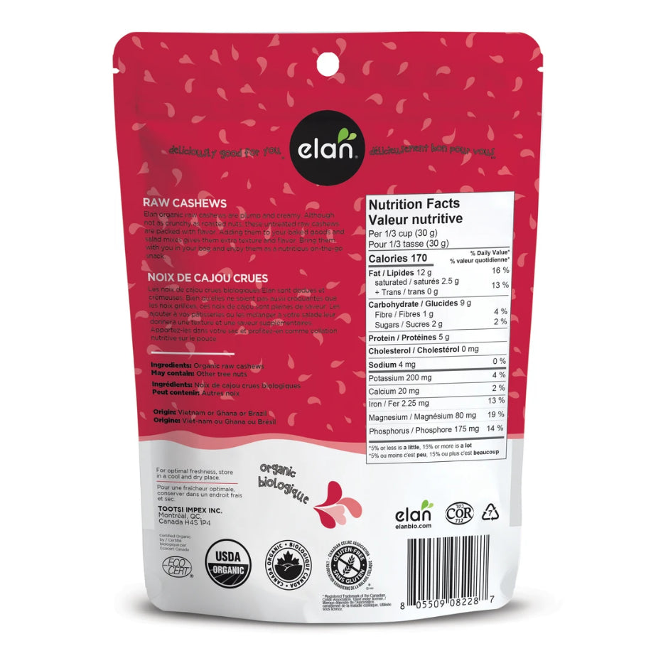 Elan Organic Raw Cashews