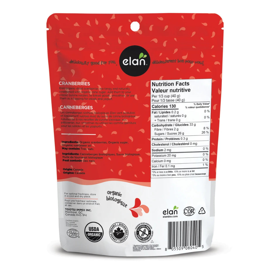 Elan Organic Dried Sweetened Cranberries