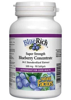 Natural Factors BlueRich Super Strength Blueberry Concentrate 500 mg