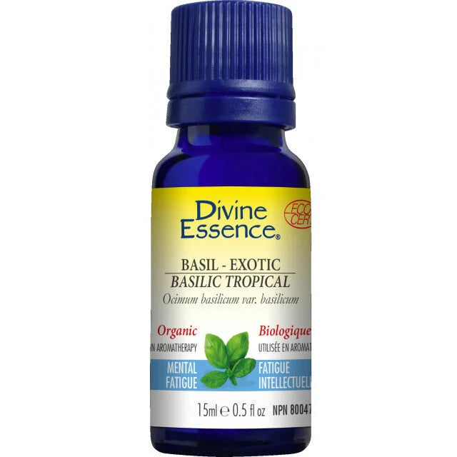 Huile essentielle exotique de basilic biologique Divine Essence